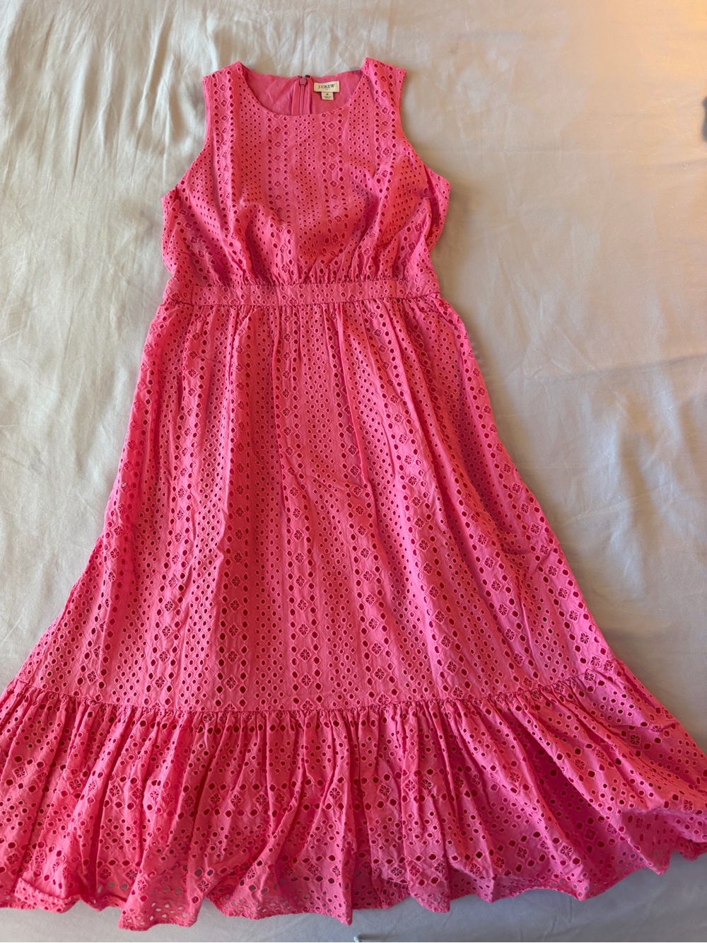J. Crew Bright Pink Eyelet Sleeveless Dress